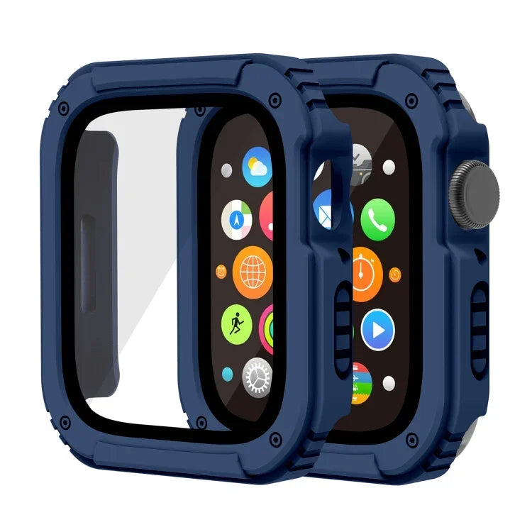 غطاء حماية بشاشة زجاج مقوى 2 في 1، لسلسلة Apple Watch 9 / 8 / 7 45مم، لسلسلة Apple Watch 9 / 8 / 7 41مم، لسلسلة Apple Watch 6 / 5 / 4 / SE 44مم، لسلسلة Apple Watch 6 / 5 / 4 / SE 40مم، لسلسلة Apple Watch 3 & 2 & 1 42...