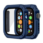 غطاء حماية بشاشة زجاج مقوى 2 في 1، لسلسلة Apple Watch 9 / 8 / 7 45مم، لسلسلة Apple Watch 9 / 8 / 7 41مم، لسلسلة Apple Watch 6 / 5 / 4 / SE 44مم، لسلسلة Apple Watch 6 / 5 / 4 / SE 40مم، لسلسلة Apple Watch 3 & 2 & 1 42...