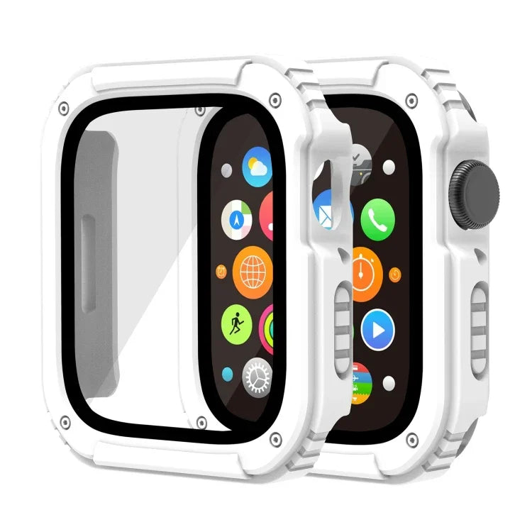 غطاء حماية بشاشة زجاج مقوى 2 في 1، لسلسلة Apple Watch 9 / 8 / 7 45مم، لسلسلة Apple Watch 9 / 8 / 7 41مم، لسلسلة Apple Watch 6 / 5 / 4 / SE 44مم، لسلسلة Apple Watch 6 / 5 / 4 / SE 40مم، لسلسلة Apple Watch 3 & 2 & 1 42...