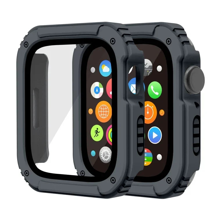 غطاء حماية بشاشة زجاج مقوى 2 في 1، لسلسلة Apple Watch 9 / 8 / 7 45مم، لسلسلة Apple Watch 9 / 8 / 7 41مم، لسلسلة Apple Watch 6 / 5 / 4 / SE 44مم، لسلسلة Apple Watch 6 / 5 / 4 / SE 40مم، لسلسلة Apple Watch 3 & 2 & 1 42...