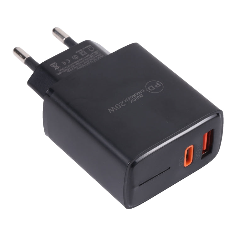 شاحن سريع LZ-1130 PD بقدرة 20 واط بمنفذ Type-C + QC 3.0 USB، قابس الاتحاد الأوروبي بقدرة 20 واط، قابس الولايات المتحدة بقدرة 20 واط