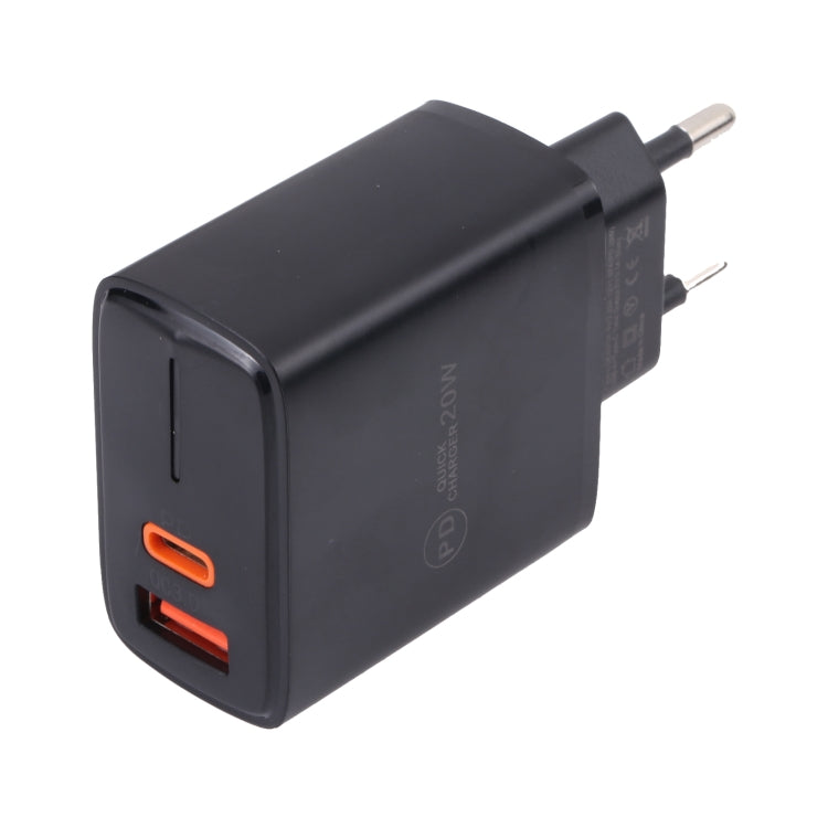شاحن سريع LZ-1130 PD بقدرة 20 واط بمنفذ Type-C + QC 3.0 USB، قابس الاتحاد الأوروبي بقدرة 20 واط، قابس الولايات المتحدة بقدرة 20 واط