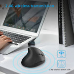 ماوس ألعاب عمودي لاسلكي 2.4G مريح، X10 (أسود)، X10 (رمادي)