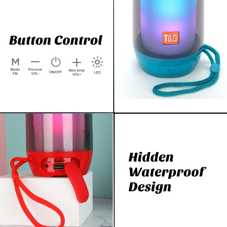 مكبر صوت بلوتوث لاسلكي مقاوم للماء مع مضخم صوت وإضاءة LED محمول من T&G TG643