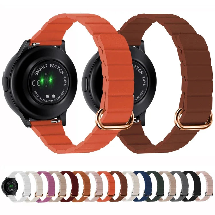 22mm Magnetic Buckle Leather Watch Band, For Samsung Galaxy Watch3 45mm