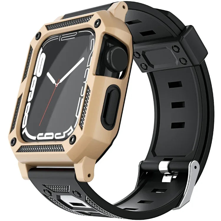 Military Silicone Watch Band + Watch Case Set, For Apple Watch Series 9/8/7 45mm, For Apple Watch Series 9/8/7 41mm