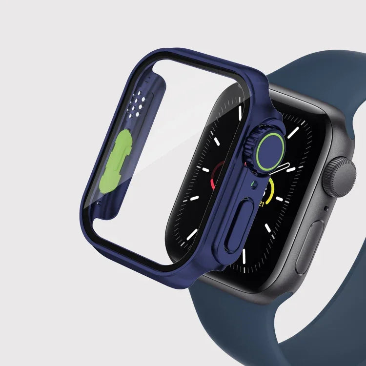 غطاء ساعة فيلم PC مع زر قابل للفصل لساعات Apple Watch Series 9 / 8 / 7 مقاس 45مم، لساعات Apple Watch Series 9 / 8 / 7 مقاس 45مم