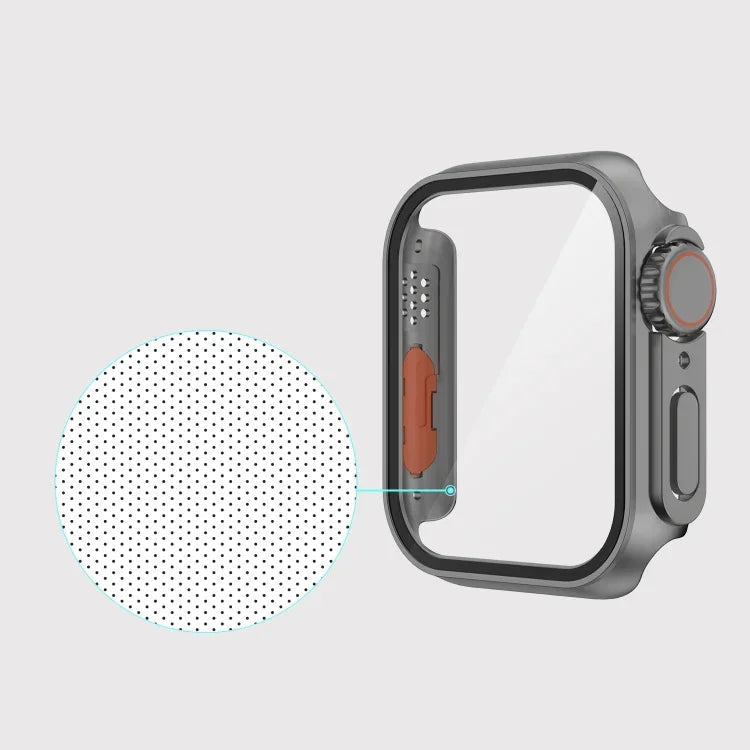 غطاء ساعة فيلم PC مع زر قابل للفصل لساعات Apple Watch Series 9 / 8 / 7 مقاس 45مم، لساعات Apple Watch Series 9 / 8 / 7 مقاس 45مم