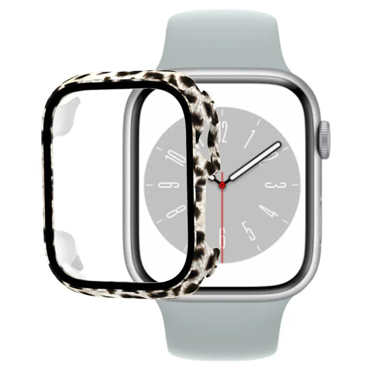 غطاء ساعة من PC مع فيلم زجاج مقسى، لساعة Apple Watch السلسلة 9 / 8 / 7 41مم، لساعة Apple Watch السلسلة 9 / 8 / 7 45مم