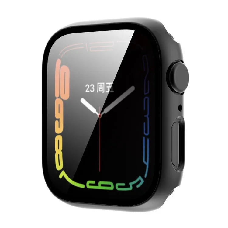 Tempered Glass Film Plating PC Watch Case, For Apple Watch Series 9 / 8 & 7 45mm, For Apple Watch Series 9 / 8 & 7 41mm