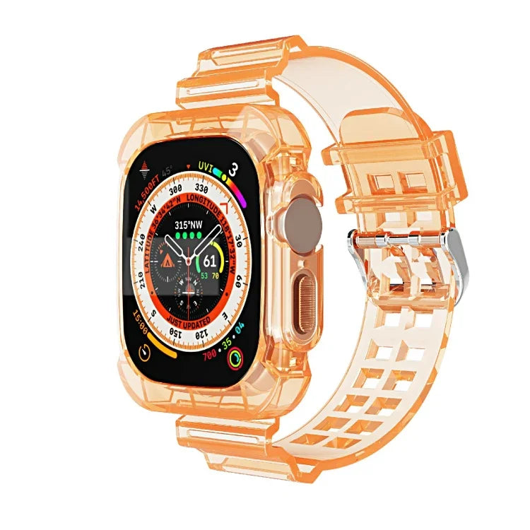 سوار ساعة متكامل شفاف من TPU بنمط الجليد، لساعة Apple Watch Ultra 49مم