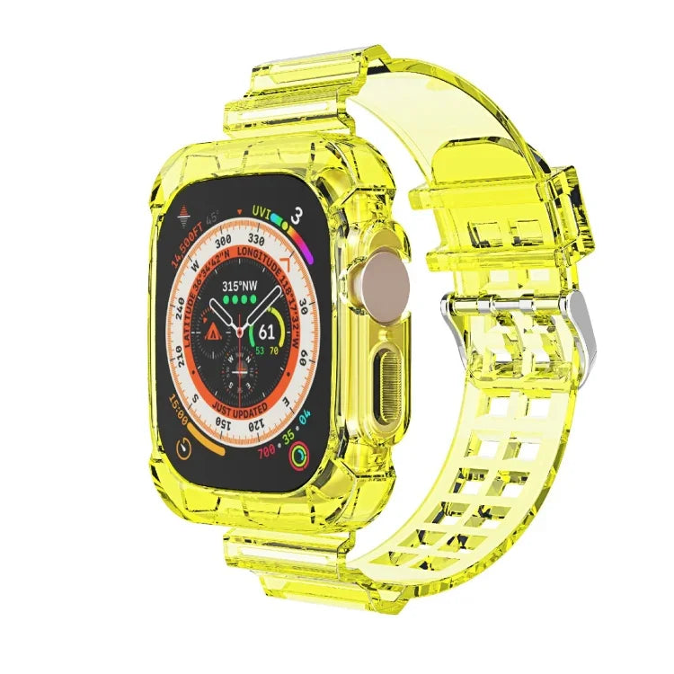 سوار ساعة متكامل شفاف من TPU بنمط الجليد، لساعة Apple Watch Ultra 49مم