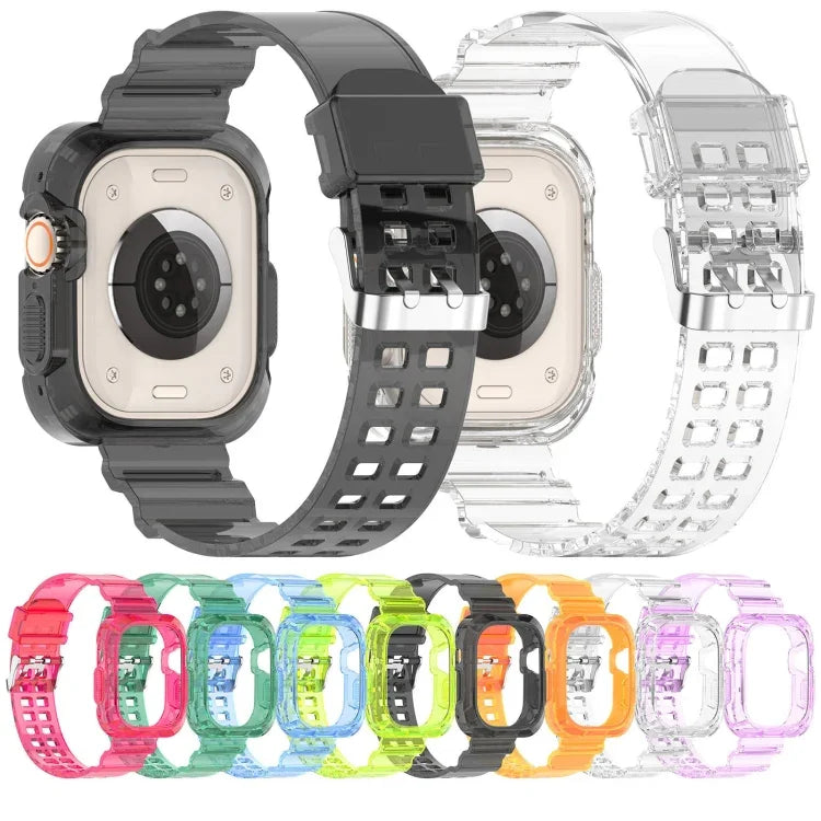 سوار ساعة متكامل شفاف من TPU بنمط الجليد، لساعة Apple Watch Ultra 49مم