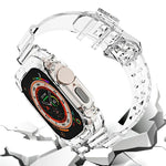 سوار ساعة متكامل شفاف من TPU بنمط الجليد، لساعة Apple Watch Ultra 49مم