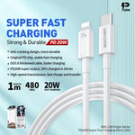 كابل بيانات شحن سريع من سلسلة WEKOME WDC-168 الأصلي PD 20W USB-C / Type-C إلى 8 دبابيس، الطول: 1 متر