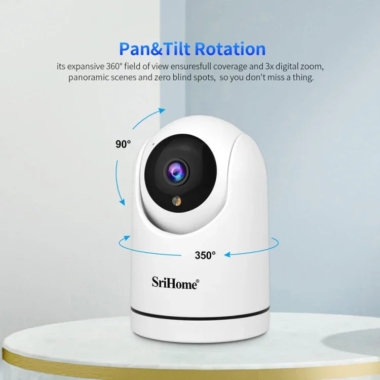SriHome SH042 كاميرا مراقبة بان-تيلت واي فاي بدقة 2.0 ميجابكسل 1080P HD بالذكاء الاصطناعي، SH042