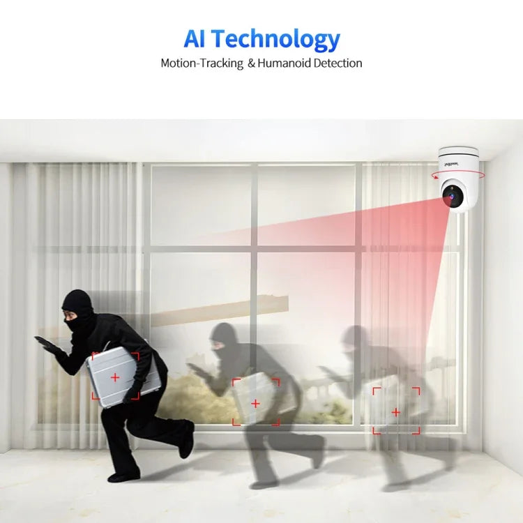 SriHome SH042 كاميرا مراقبة بان-تيلت واي فاي بدقة 2.0 ميجابكسل 1080P HD بالذكاء الاصطناعي، SH042