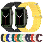 سوار ساعة سيليكون بنمط المحيط، لساعة Apple Watch السلسلة 8&7 41مم، لساعة Apple Watch السلسلة 8&7 41مم / SE 2&6&SE&5&4 40مم