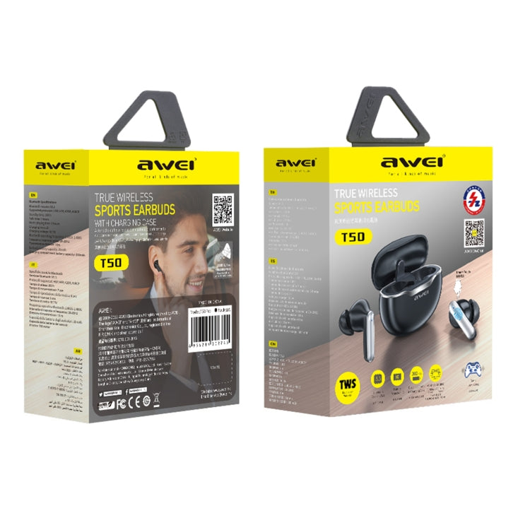 سماعات أذن ألعاب بلوتوث لاسلكية حقيقية awei T50، T50