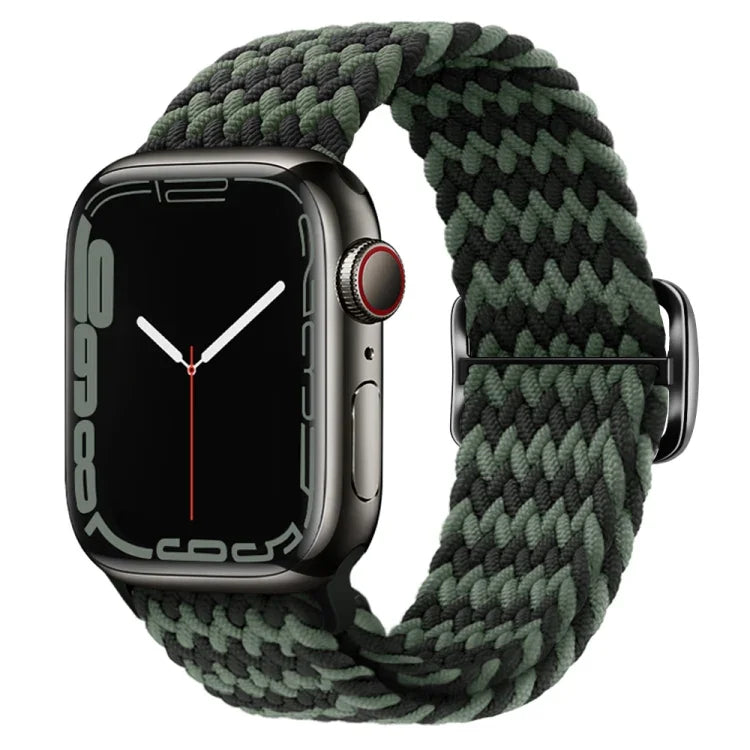 سوار ساعة مضفر من النايلون مع إبزيم، لساعات Apple Watch Ultra 49 مم / السلسلة 8 و 7 45 مم / SE 2 و 6 و SE و 5 و 4 44 مم / 3 و 2 و 1 42 مم