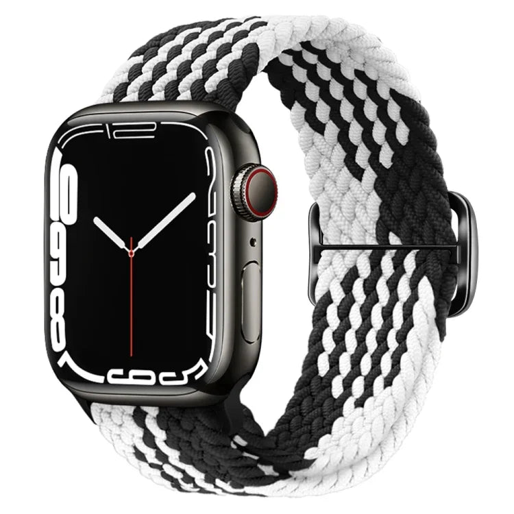 سوار ساعة مضفر من النايلون مع إبزيم، لساعات Apple Watch Ultra 49 مم / السلسلة 8 و 7 45 مم / SE 2 و 6 و SE و 5 و 4 44 مم / 3 و 2 و 1 42 مم