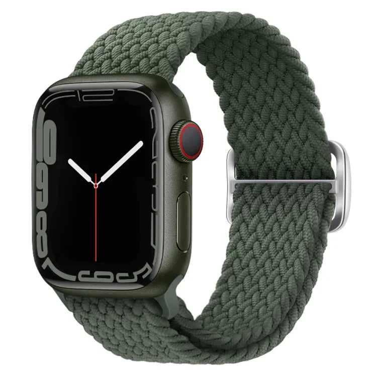 سوار ساعة مضفر من النايلون مع إبزيم، لساعات Apple Watch Ultra 49 مم / السلسلة 8 و 7 45 مم / SE 2 و 6 و SE و 5 و 4 44 مم / 3 و 2 و 1 42 مم
