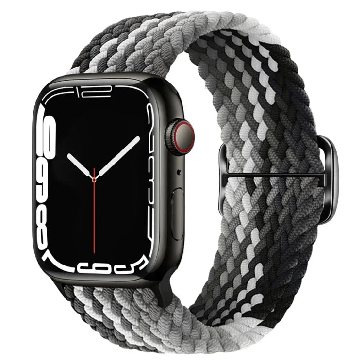 سوار ساعة مضفر من النايلون مع إبزيم، لساعات Apple Watch Ultra 49 مم / السلسلة 8 و 7 45 مم / SE 2 و 6 و SE و 5 و 4 44 مم / 3 و 2 و 1 42 مم