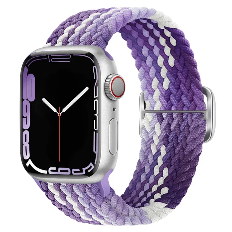 سوار ساعة مضفر من النايلون مع إبزيم، لساعات Apple Watch Ultra 49 مم / السلسلة 8 و 7 45 مم / SE 2 و 6 و SE و 5 و 4 44 مم / 3 و 2 و 1 42 مم