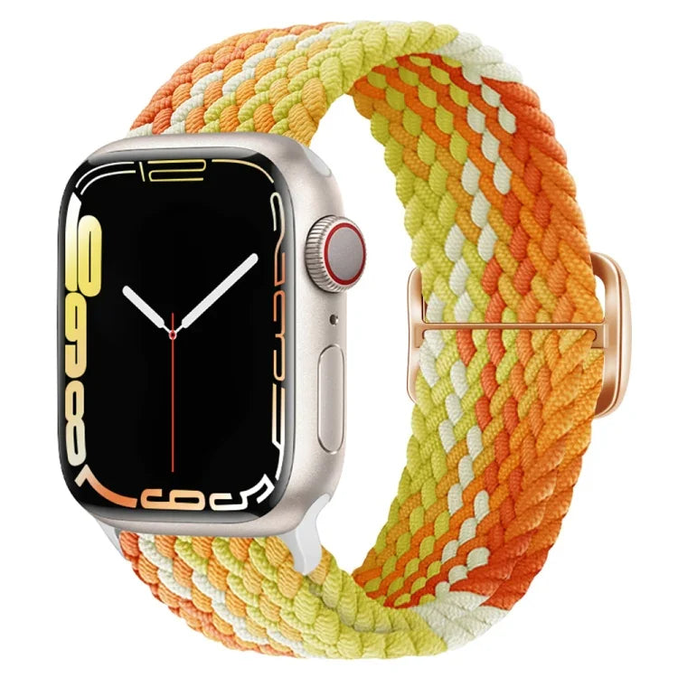 سوار ساعة مضفر من النايلون مع إبزيم، لساعات Apple Watch Ultra 49 مم / السلسلة 8 و 7 45 مم / SE 2 و 6 و SE و 5 و 4 44 مم / 3 و 2 و 1 42 مم