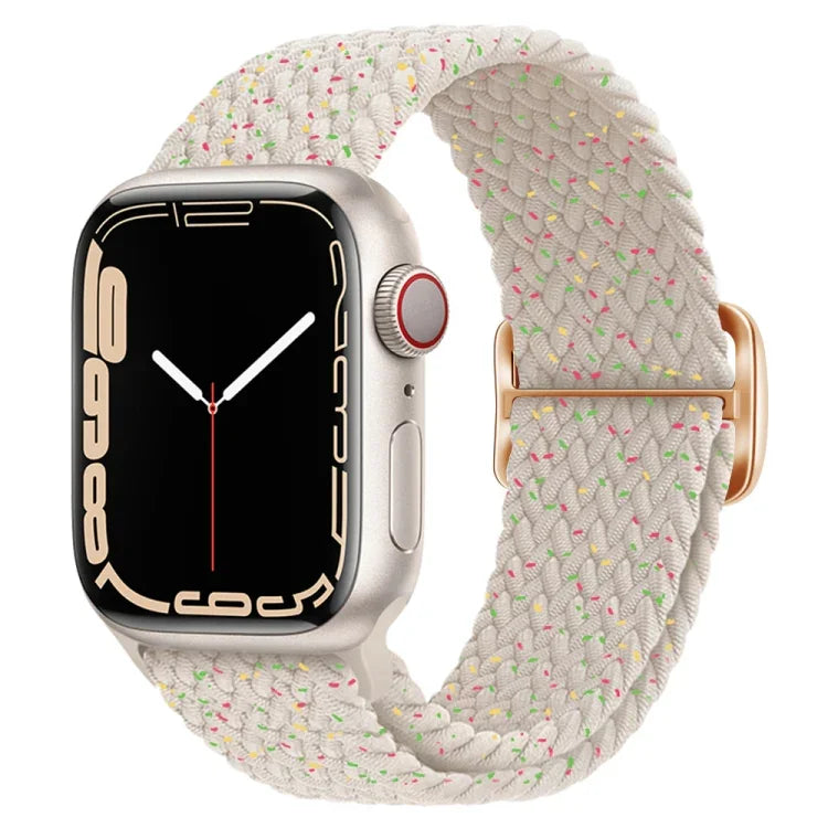 سوار ساعة مضفر من النايلون مع إبزيم، لساعات Apple Watch Ultra 49 مم / السلسلة 8 و 7 45 مم / SE 2 و 6 و SE و 5 و 4 44 مم / 3 و 2 و 1 42 مم