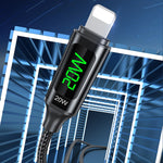 كابل بيانات شحن سريع awei CL-123L 1 متر USB-C / Type-C إلى 8 دبابيس مع شاشة رقمية، CL-123L
