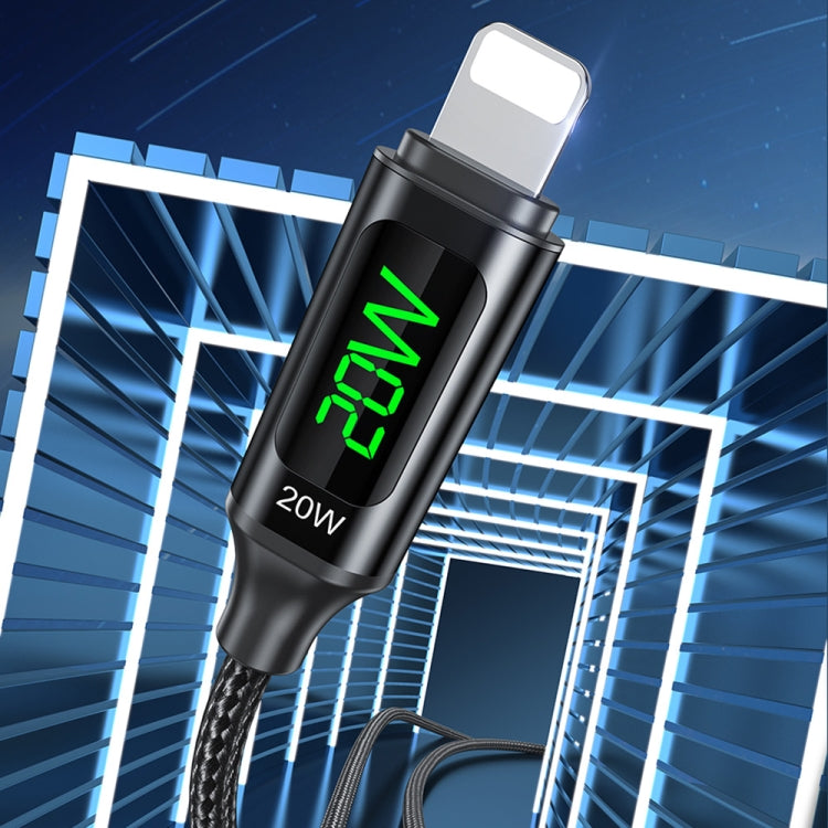 كابل بيانات شحن سريع awei CL-123L 1 متر USB-C / Type-C إلى 8 دبابيس مع شاشة رقمية، CL-123L