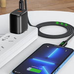 كابل بيانات شحن سريع awei CL-123L 1 متر USB-C / Type-C إلى 8 دبابيس مع شاشة رقمية، CL-123L
