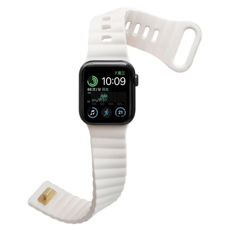 سوار ساعة من السيليكون مع إبزيم عكسي، لساعات Apple Watch Ultra 49 مم / السلسلة 8 و 7 45 مم / SE 2 و 6 و SE و 5 و 4 44 مم / 3 و 2 و 1 42 مم، لساعات Apple Watch السلسلة 8 و 7 41 مم / SE 2 و 6 و SE و 5 و 4 40 مم / 3 و 2 و 1 38 مم