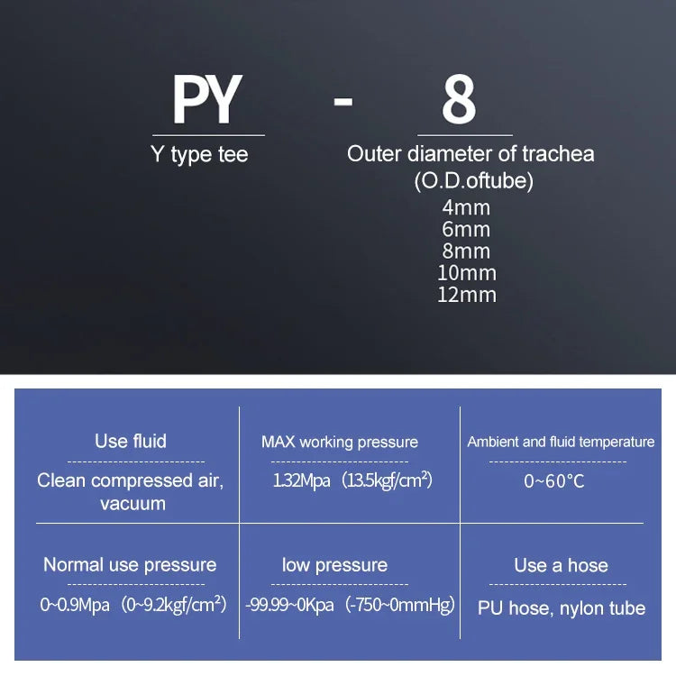 PY-14 LAIZE 2 قطع موصل سريع هوائي من نوع Y مخفض بلاستيكي، PY-4 (10 قطع)، PY-6 (10 قطع)، PY-8 (10 قطع)، PY-10 (10 قطع)، PY-12 (10 قطع)، PY-14 (2 قطع)، PY-16 (2 قطع)