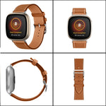 Universal Genuine Leather Watch Band, For Fitbit Versa 4 / Sense 2