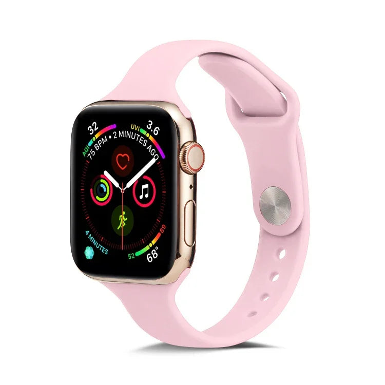 سوار ساعة رفيع بديل من السيليكون، لسلسلة Apple Watch 5/4 مقاس 44مم و 3/2/1 مقاس 42مم، ولسلسلة Apple Watch 5/4 مقاس 40مم و 3/2/1 مقاس 38مم