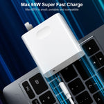 محول طاقة لأجهزة لابتوب Huawei، شاحن 65W، شاحن 65W مع كابل شحن سريع بطول 1.5 م، شاحن 65W مع كابل شحن سريع بطول 2 م