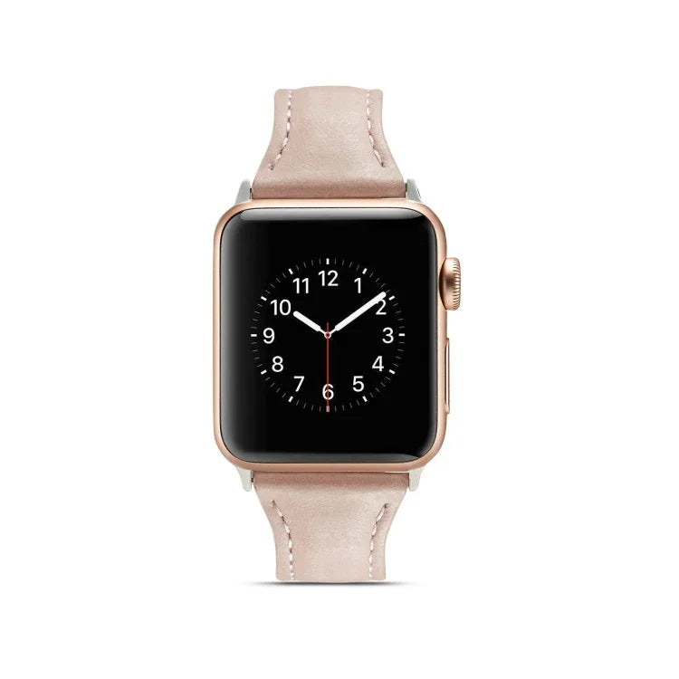 سوار ساعة رفيع بديل من الجلد، لسلسلة Apple Watch 5/4 مقاس 44مم و 3/2/1 مقاس 42مم، ولسلسلة Apple Watch 5/4 مقاس 40مم و 3/2/1 مقاس 38مم