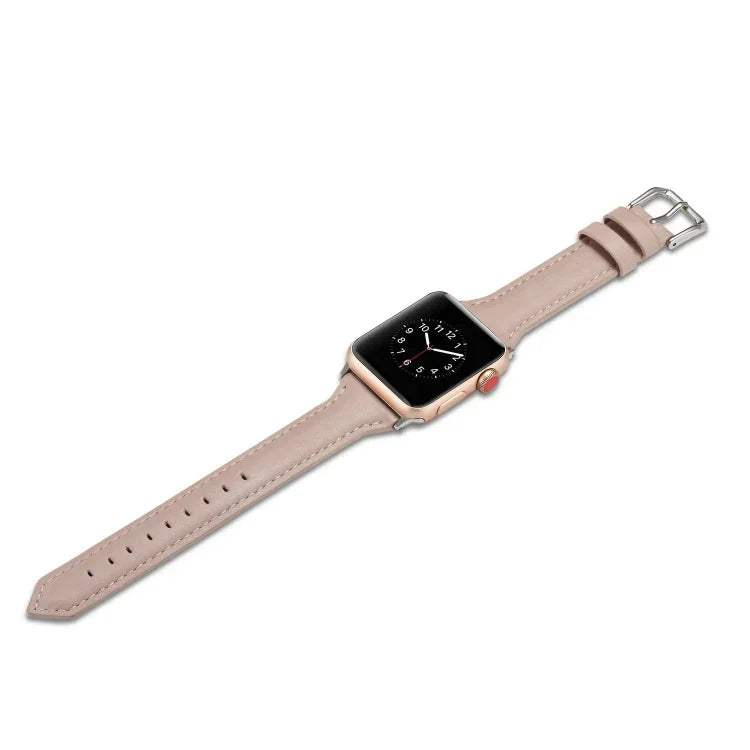 سوار ساعة رفيع بديل من الجلد، لسلسلة Apple Watch 5/4 مقاس 44مم و 3/2/1 مقاس 42مم، ولسلسلة Apple Watch 5/4 مقاس 40مم و 3/2/1 مقاس 38مم