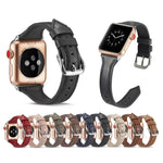 سوار ساعة رفيع بديل من الجلد، لسلسلة Apple Watch 5/4 مقاس 44مم و 3/2/1 مقاس 42مم، ولسلسلة Apple Watch 5/4 مقاس 40مم و 3/2/1 مقاس 38مم