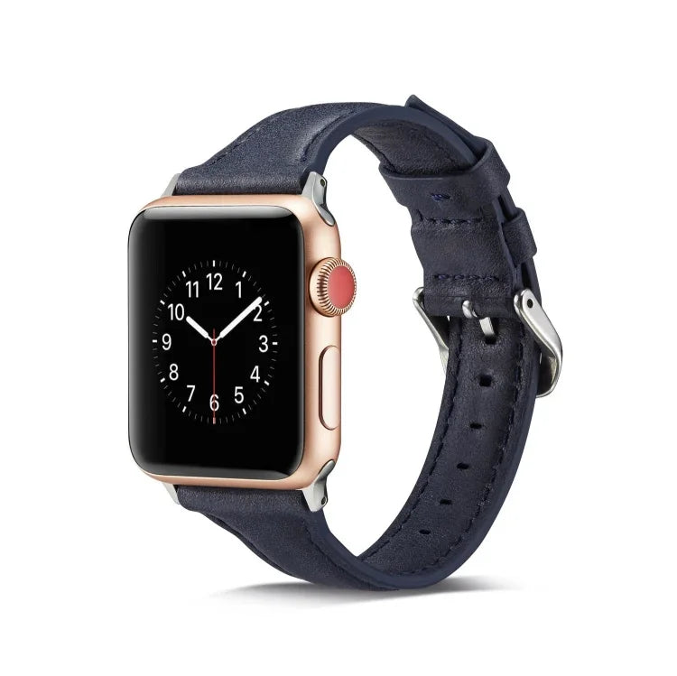سوار ساعة رفيع بديل من الجلد، لسلسلة Apple Watch 5/4 مقاس 44مم و 3/2/1 مقاس 42مم، ولسلسلة Apple Watch 5/4 مقاس 40مم و 3/2/1 مقاس 38مم