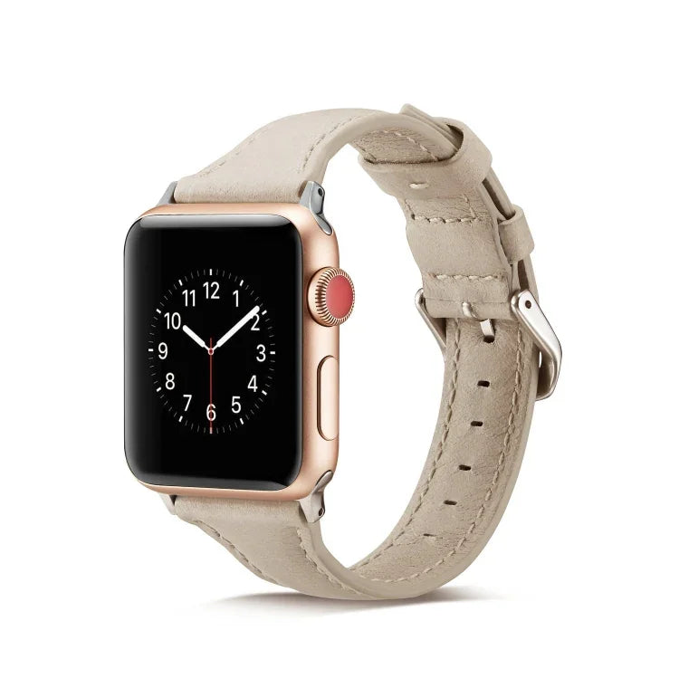 سوار ساعة رفيع بديل من الجلد، لسلسلة Apple Watch 5/4 مقاس 44مم و 3/2/1 مقاس 42مم، ولسلسلة Apple Watch 5/4 مقاس 40مم و 3/2/1 مقاس 38مم
