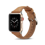 سوار ساعة رفيع بديل من الجلد، لسلسلة Apple Watch 5/4 مقاس 44مم و 3/2/1 مقاس 42مم، ولسلسلة Apple Watch 5/4 مقاس 40مم و 3/2/1 مقاس 38مم