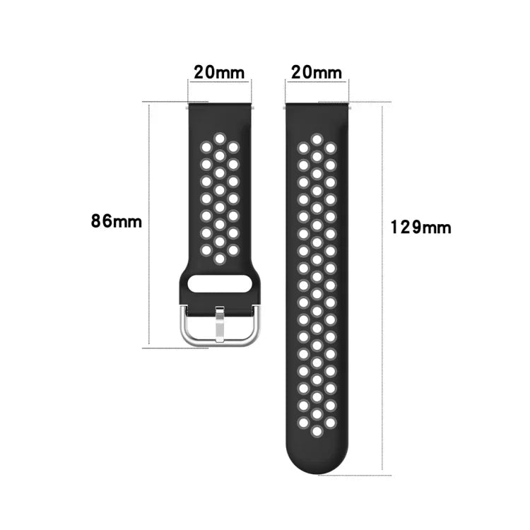 سوار ساعة رياضي بمشبك بلونين مقاس 20mm، لساعة هواوي GT2 مقاس 42MM، لساعة جالاكسي أكتيف2 / أكتيف