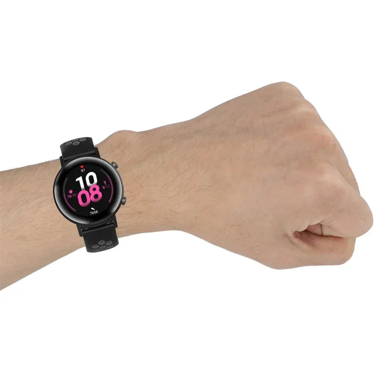 سوار ساعة رياضي بمشبك بلونين مقاس 20mm، لساعة هواوي GT2 مقاس 42MM، لساعة جالاكسي أكتيف2 / أكتيف