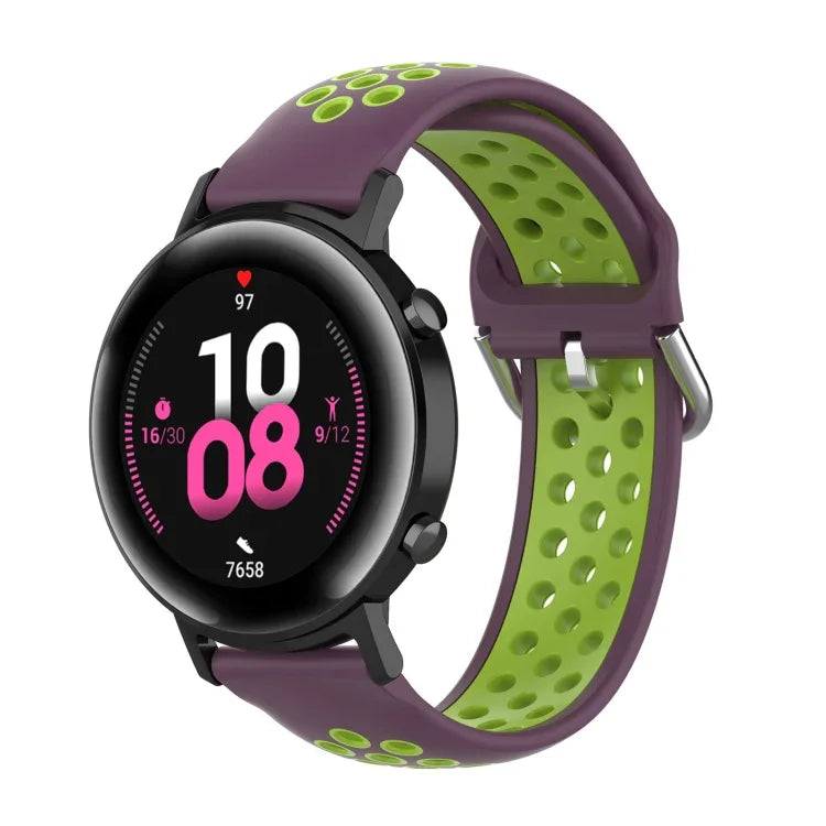 سوار ساعة رياضي بمشبك بلونين مقاس 20mm، لساعة هواوي GT2 مقاس 42MM، لساعة جالاكسي أكتيف2 / أكتيف