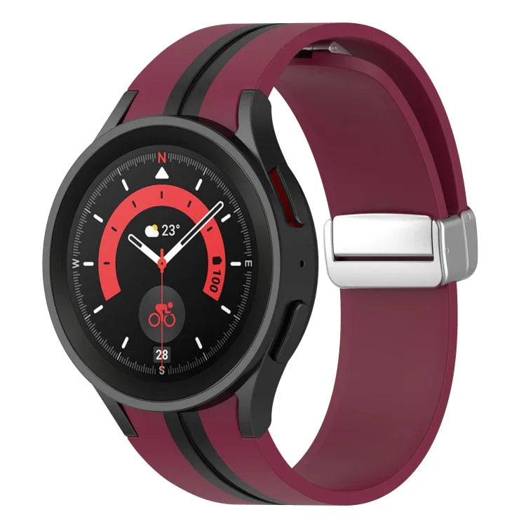 Two-color Silver Buckle Silicone Watch Band, For Samsung Galaxy Watch 5 Pro