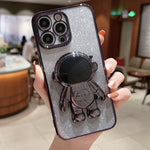 Astronaut Holder Gradient Glitter Powder Phone Case, For iPhone 11 Pro Max