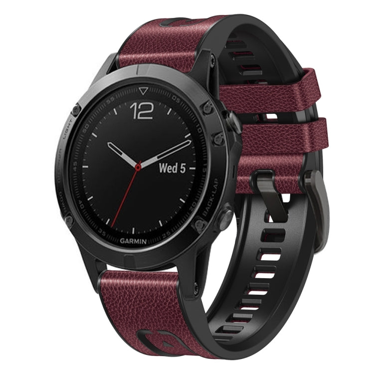 Quick Release Silicone Leather Watch Band, For Garmin Fenix 7